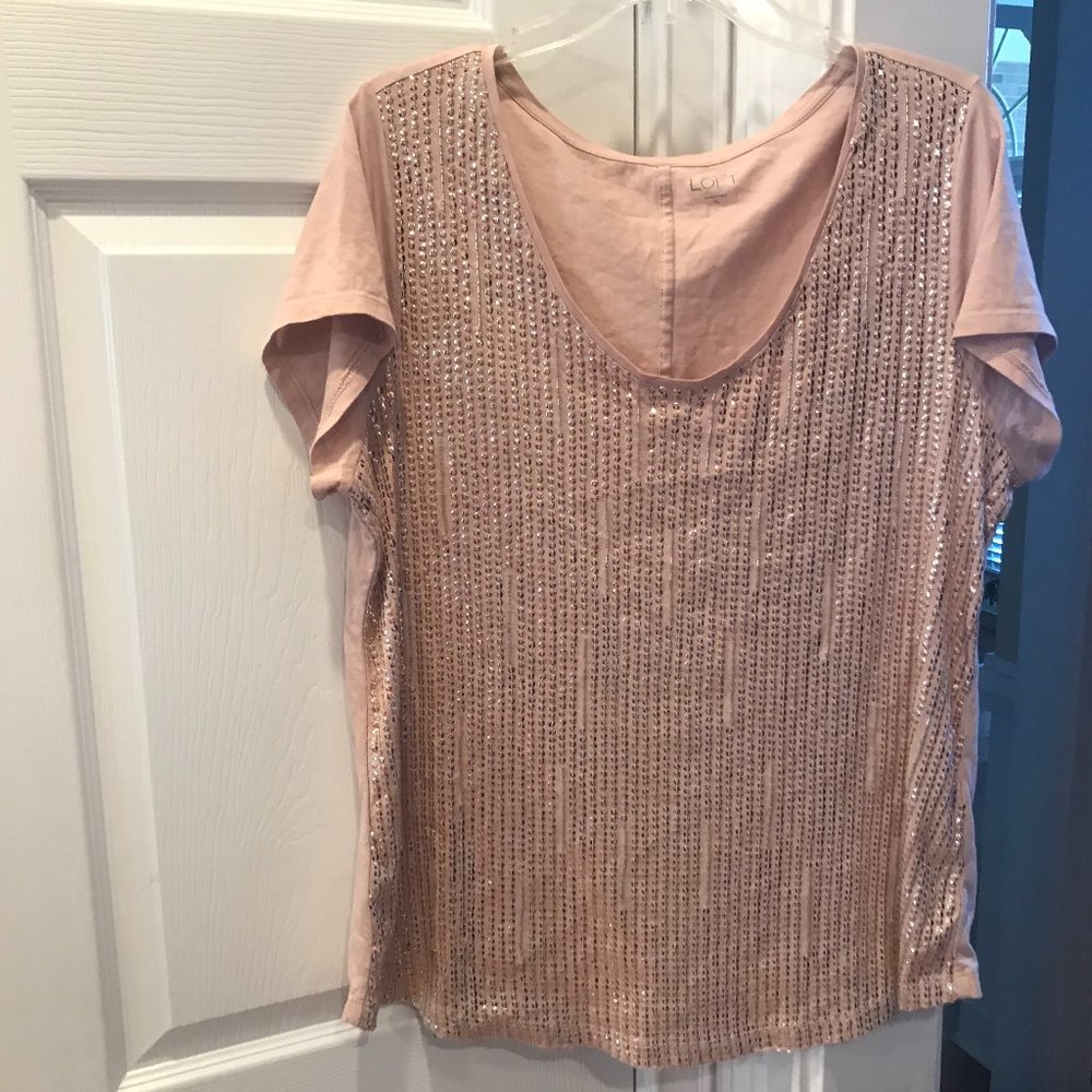 Ladies Ann Taylor Loft Short Sleeve Shirt, Size XL